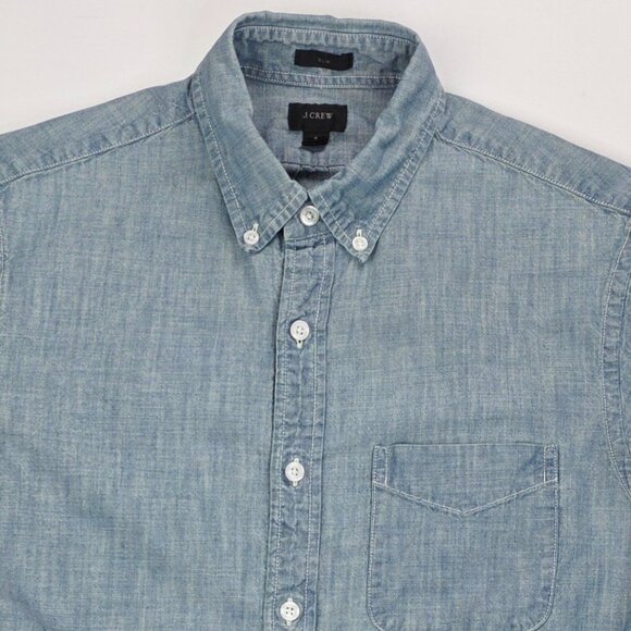 J. Crew Slim Blue Denim Style Button Down Long Sleeve Mens Sz Small Cotton Shirt - Picture 9 of 9
